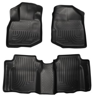 Honda Fit Floor Liners - Front + Rear - Husky Liners - WeatherBeater, Front + 2nd Row - Black - `09-`12